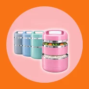 Lancheira Vertical Inox 1080ml 3 Compartimentos Linha Premium