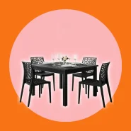 Mesa de Jantar Quadrada Industrial para 4 lugares