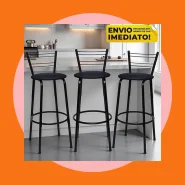 3 Banqueta Alta Americana Banco Cadeira Cozinha Bistro Area