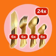 24 Pcs LouçA De Aço InoxidáVel Colher De Sobremesa Dourada / Luxuoso