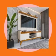Rack Ripado 2 Portas com Painel para TV 50 Polegadas Astúrias 136cm
