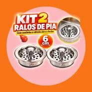 Kit 2 Ralos para Pia Modelo Americano Cromado com Válvula