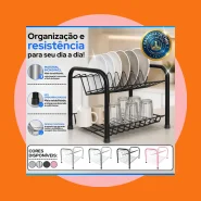 Escorredor de Louças Versátil Duplo Compacto Secador Copos 9 Pratos