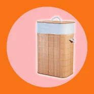 Cesto de Roupa Suja Bambu 72 Litros Lavanderia com Tampa
