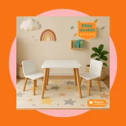 Mesa Infantil com Cadeira em MDF 60x60 Ideal para Atividades, Estudos