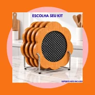 Kit Descansos de Panela em Bambu Resistente, Suporte para Panelas