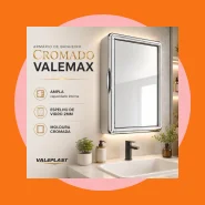 Armário Banheiro Plástico Espelho Vidro 2mm Moldura Cromada