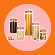 Kit Potes Mantimentos Vidro Herméticos com Tampa Bambu Alta