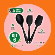 Kits Espátula Mais Colher de Silicone Antiaderente Utilidade