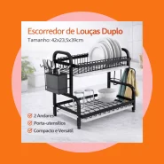 Escorredor de Louça 2 Andares Aço Carbono Cozinha