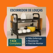 Escorredor de Louça 2 Andares Aço Carbono Cozinha de Inox