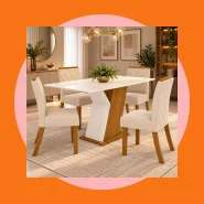 Conjunto Mesa Jantar Lupita MDF 120x80cm 4 Cadeiras