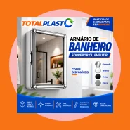 Armário Plástico Banheiro Espelho Vidro 2mm Moldura Cromada