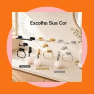Kit 4 Peças Acessórios Banheiro Aço Inox Autoadesivo sem Furação