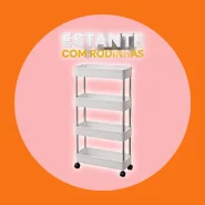Estante Slim com Rodinhas 4 Andares Multiuso Organizador Resistente