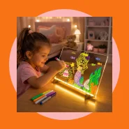 Losa Luminária LED 3D Desenho Acrílico Brilhante USB 7 Canetas