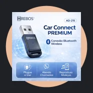 Car Connect Adaptador Bluetooth para Carro USB sem Fio Hrebos