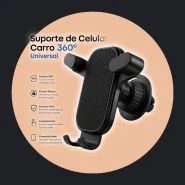 Suporte de Celular Carro 360º Giratório Universal Multifuncional
