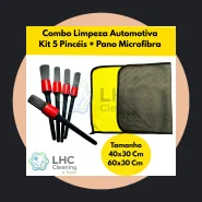 Kit Limpeza Automotiva Pincéis 5 Tamanhos Flanelas Toalhas Panos