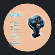 Bluetooth 5.0 Transmissor Fm Carregador de Carro Adaptador de 3