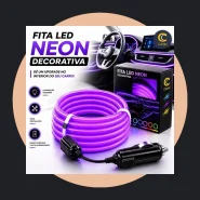Fita de LED Neon Painel Interior Carro Decoração Automotiva Tunning