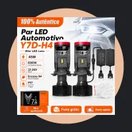 2pc Faróis LED Y7 H4 180w 30000lm Projetor Mini 6500k