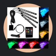 LED Neon RGB Luz Interno C Controle Acessórios Carro Tuning