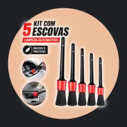 Kit 5 Pincéis Detailing Automotivo Escovas Macias para Limpeza