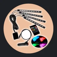 LED Neon RGB Luz Interno C Controle Acessórios Carro Tuning