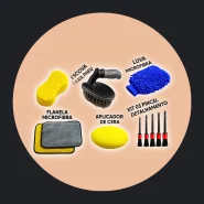 Kit 10 Peças Lavagem Automotiva Esponja Escova de Pneu Flanela