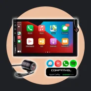 Multimídia 7 Polegadas Carplay e Android Auto Bluetooth USB Full