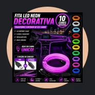 Fita de LED Neon Painel Interior Carro Decoração Automotiva Tunning
