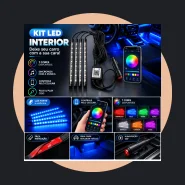 Kit LED RGB Interior Automotivo 4 Barras Luz Ambiente Controle