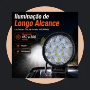 Kit 2 Farol de Milha 14 Leds 42w Frio Redondo