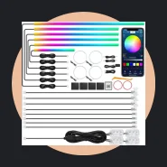 Kit Iluminação Neon LED Interna Automotivo Bluetooth RGB Gradual