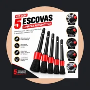 Kit 5 Pincéis Detalhamento Automotivo Escova Limpeza Interna