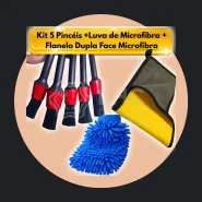 Kit Limpeza Automotiva 05 Pincéis Automotivas Flanelas Toalhas