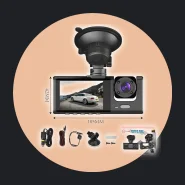 Câmera Veicular Full HD 1080p 3 Lentes com Tela Lcd