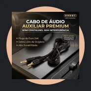 Cabo Auxiliar P2 Estéreo 1,5m Dourado Áudio Automotivo