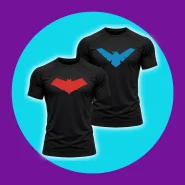 Camiseta Dry Fit Capuz Vermelho & Asa Noturna Manga Curta Masculina