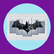 Quadros Decorativo Mosaico Batman em 5 peças MDF