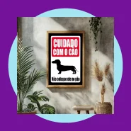 Quadro Decorativo Com Moldura Cuidado Com O Cão Frase