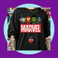 Camiseta Marvel Personagens Thor Ironman Hulk Capitão América Spiderman