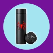 Garrafa Térmica de Água Aço Inoxidável Homem Aranha Estampada e Monitor de Temperatura
