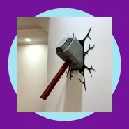 Martelo do Thor com Efeito Quebrado Item de Decoração Parede
