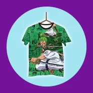 Camiseta One Piece Degradê Roronoa Zoro Frente e Verso