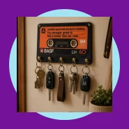Porta Chaves Fita K7 em MDF Decorativo para Parede 19x12