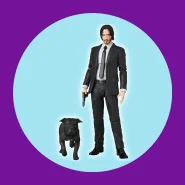 John Wick Action Figure com o cachorro e acessórios