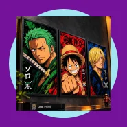 Kit 3 Quadros Decorativos Anime One Piece Luffy, Zoro e Sanji