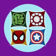 Kit 4 almofadas cheias Logos Herois Marvel 30x30cm